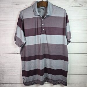 MATTE GRAY Golf Polo Men’s Sixe XL Gray Purple Stripe Button Shirt Stretch
